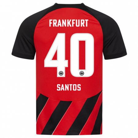 Kandiny Hombre Camiseta Kauã Santos #40 Negro Rojo 1ª Equipación 2023/24 La Camisa Chile