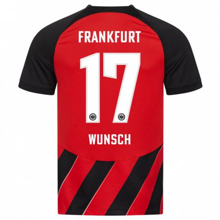 Kandiny Hombre Camiseta Paul Wünsch #17 Negro Rojo 1ª Equipación 2023/24 La Camisa Chile