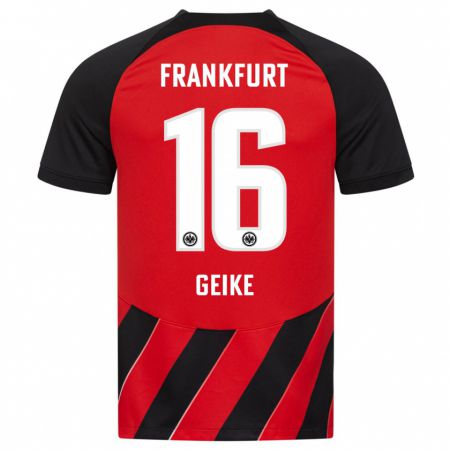 Kandiny Hombre Camiseta Jonah Geike #16 Negro Rojo 1ª Equipación 2023/24 La Camisa Chile