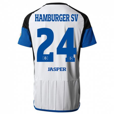 Kandiny Hombre Camiseta Jan-Lukas Jasper #24 Blanco 1ª Equipación 2023/24 La Camisa Chile