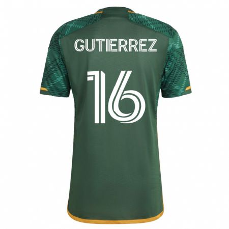 Kandiny Hombre Camiseta Diego Gutiérrez #16 Verde 1ª Equipación 2023/24 La Camisa Chile