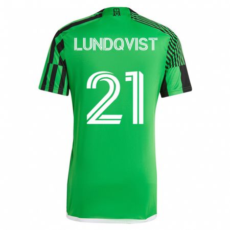 Kandiny Hombre Camiseta Adam Lundqvist #21 Verde Negro 1ª Equipación 2023/24 La Camisa Chile