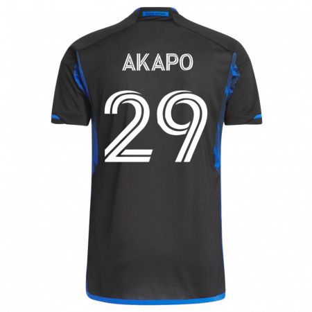 Kandiny Hombre Camiseta Carlos Akapo #29 Azul Negro 1ª Equipación 2023/24 La Camisa Chile