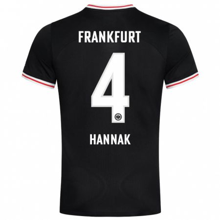 Kandiny Hombre Camiseta Tim Hannak #4 Negro 2ª Equipación 2023/24 La Camisa Chile