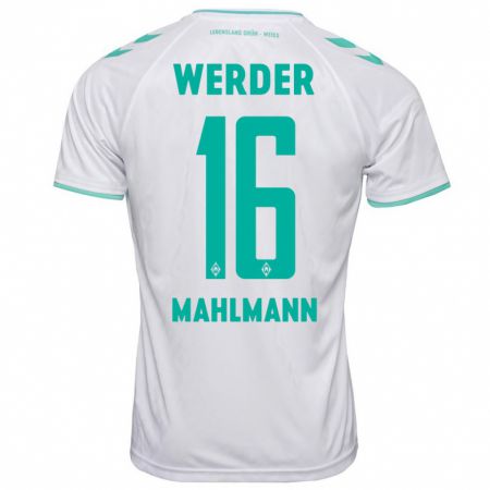 Kandiny Hombre Camiseta Justus Mahlmann #16 Blanco 2ª Equipación 2023/24 La Camisa Chile