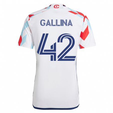Kandiny Hombre Camiseta Henrique Gallina #42 Blanco Azul 2ª Equipación 2023/24 La Camisa Chile