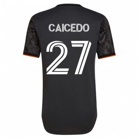 Kandiny Hombre Camiseta Luis Caicedo #27 Negro 2ª Equipación 2023/24 La Camisa Chile