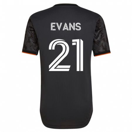 Kandiny Hombre Camiseta Jacob Evans #21 Negro 2ª Equipación 2023/24 La Camisa Chile