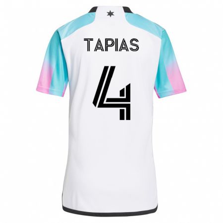 Kandiny Hombre Camiseta Miguel Tapias #4 Blanco 2ª Equipación 2023/24 La Camisa Chile