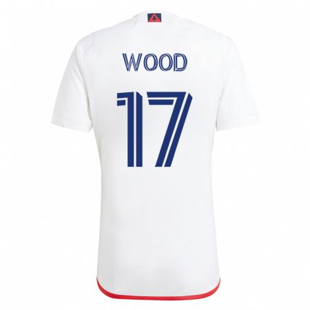 Kandiny Hombre Camiseta Bobby Wood #17 Blanco Rojo 2ª Equipación 2023/24 La Camisa Chile