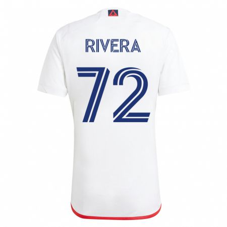 Kandiny Hombre Camiseta Damián Rivera #72 Blanco Rojo 2ª Equipación 2023/24 La Camisa Chile