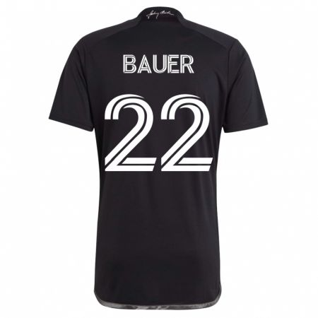 Kandiny Hombre Camiseta Josh Bauer #22 Negro 2ª Equipación 2023/24 La Camisa Chile