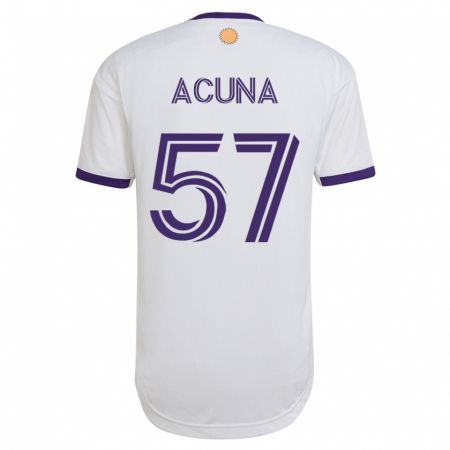 Kandiny Hombre Camiseta Cristofer Acuña #57 Blanco 2ª Equipación 2023/24 La Camisa Chile