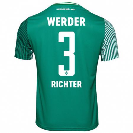 Kandiny Mujer Camiseta Mathis Richter #3 Verde 1ª Equipación 2023/24 La Camisa Chile