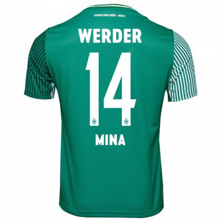 Kandiny Mujer Camiseta Johan Mina #14 Verde 1ª Equipación 2023/24 La Camisa Chile