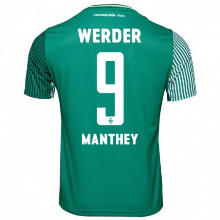 Kandiny Mujer Camiseta Kevin Manthey #9 Verde 1ª Equipación 2023/24 La Camisa Chile