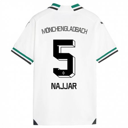 Kandiny Mujer Camiseta Jamil Najjar #5 Blanco Verde 1ª Equipación 2023/24 La Camisa Chile