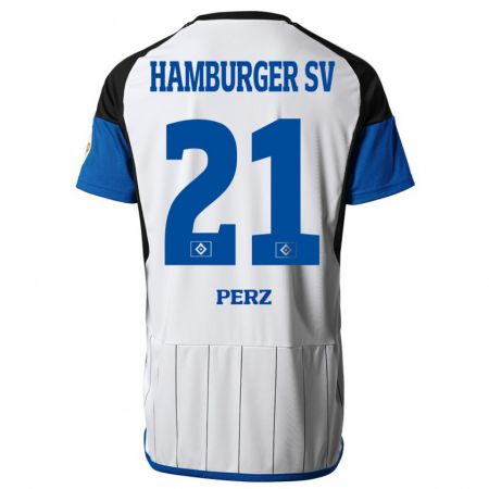 Kandiny Mujer Camiseta Marcel Perz #21 Blanco 1ª Equipación 2023/24 La Camisa Chile
