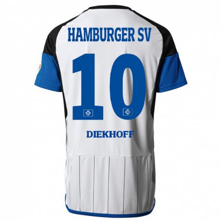 Kandiny Mujer Camiseta Hannah Diekhoff #10 Blanco 1ª Equipación 2023/24 La Camisa Chile