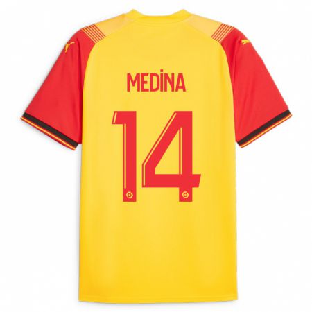 Kandiny Mujer Camiseta Facundo Medina #14 Amarillo 1ª Equipación 2023/24 La Camisa Chile
