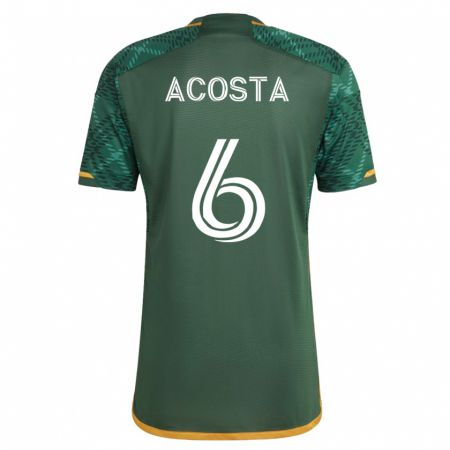 Kandiny Mujer Camiseta Bryan Acosta #6 Verde 1ª Equipación 2023/24 La Camisa Chile