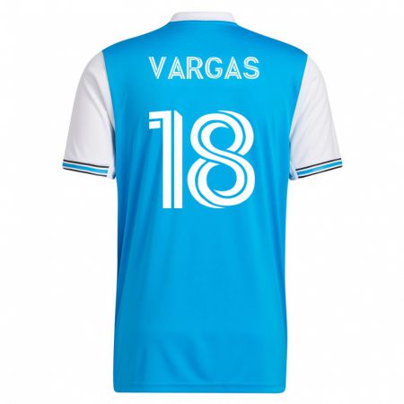 Kandiny Mujer Camiseta Kerwin Vargas #18 Azul 1ª Equipación 2023/24 La Camisa Chile