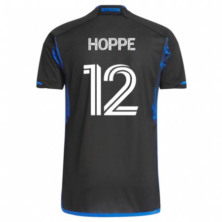 Kandiny Mujer Camiseta Matthew Hoppe #12 Azul Negro 1ª Equipación 2023/24 La Camisa Chile