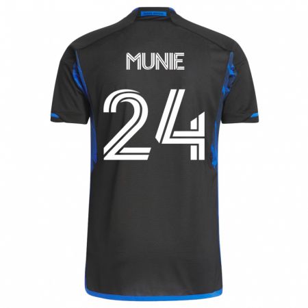 Kandiny Mujer Camiseta Daniel Munie #24 Azul Negro 1ª Equipación 2023/24 La Camisa Chile