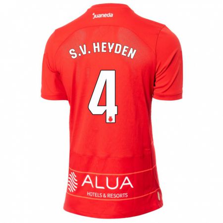 Kandiny Mujer Camiseta Siebe Van Der Heyden #4 Rojo 1ª Equipación 2023/24 La Camisa Chile