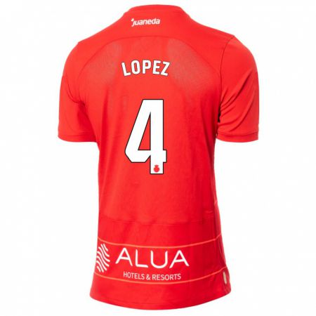 Kandiny Mujer Camiseta David López #4 Rojo 1ª Equipación 2023/24 La Camisa Chile