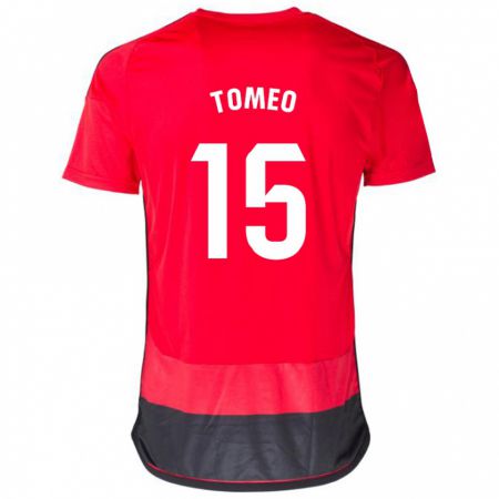 Kandiny Mujer Camiseta Pablo Tomeo #15 Negro Rojo 1ª Equipación 2023/24 La Camisa Chile