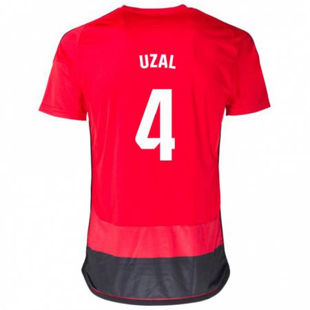 Kandiny Mujer Camiseta Yeray Uzal #4 Negro Rojo 1ª Equipación 2023/24 La Camisa Chile