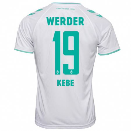 Kandiny Mujer Camiseta David Kébé #19 Blanco 2ª Equipación 2023/24 La Camisa Chile