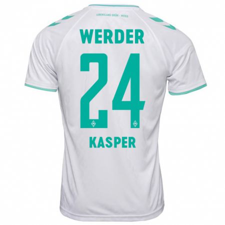 Kandiny Mujer Camiseta Dominik Kasper #24 Blanco 2ª Equipación 2023/24 La Camisa Chile