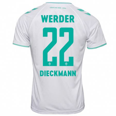 Kandiny Mujer Camiseta Rieke Dieckmann #22 Blanco 2ª Equipación 2023/24 La Camisa Chile