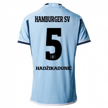 Kandiny Mujer Camiseta Dennis Hadzikadunic #5 Azul 2ª Equipación 2023/24 La Camisa Chile