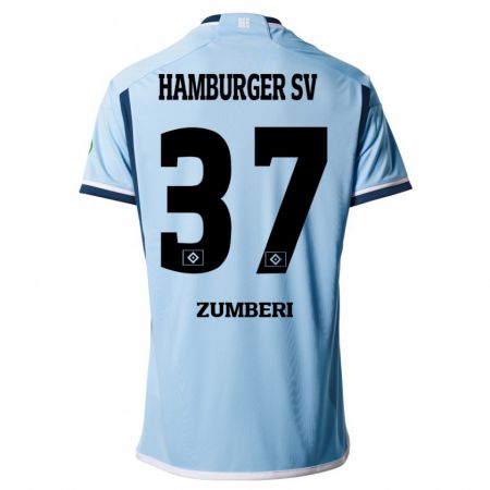 Kandiny Mujer Camiseta Valon Zumberi #37 Azul 2ª Equipación 2023/24 La Camisa Chile