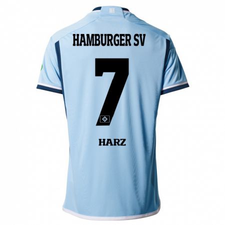 Kandiny Mujer Camiseta Theo Harz #7 Azul 2ª Equipación 2023/24 La Camisa Chile