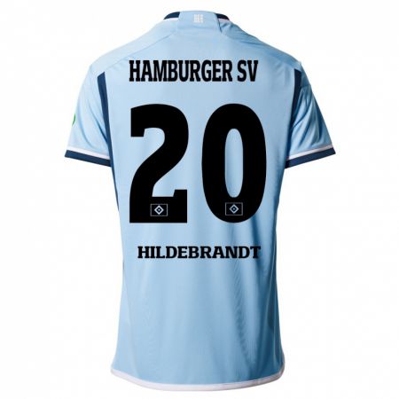 Kandiny Mujer Camiseta Tjark Hildebrandt #20 Azul 2ª Equipación 2023/24 La Camisa Chile