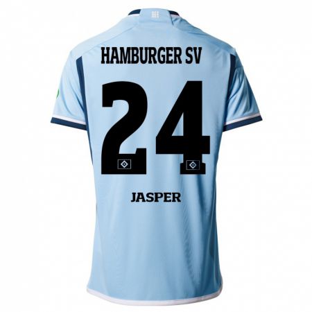 Kandiny Mujer Camiseta Jan-Lukas Jasper #24 Azul 2ª Equipación 2023/24 La Camisa Chile