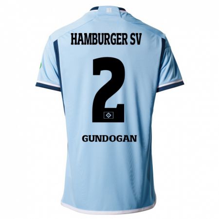 Kandiny Mujer Camiseta Haci Gündogan #2 Azul 2ª Equipación 2023/24 La Camisa Chile