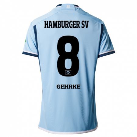 Kandiny Mujer Camiseta Stefan Gehrke #8 Azul 2ª Equipación 2023/24 La Camisa Chile