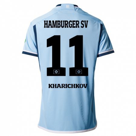 Kandiny Mujer Camiseta Valentyn Kharichkov #11 Azul 2ª Equipación 2023/24 La Camisa Chile