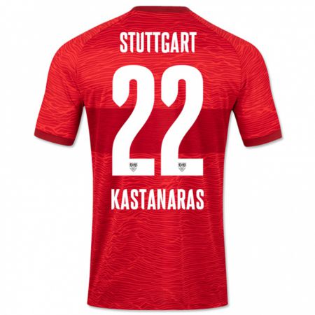 Kandiny Mujer Camiseta Thomas Kastanaras #22 Rojo 2ª Equipación 2023/24 La Camisa Chile