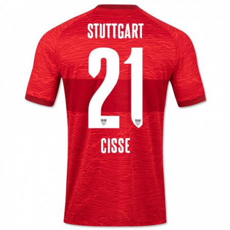 Kandiny Mujer Camiseta Moussa Cissé #21 Rojo 2ª Equipación 2023/24 La Camisa Chile