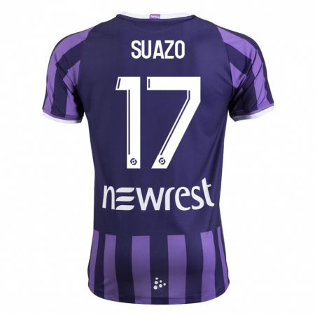 Kandiny Mujer Camiseta Gabriel Suazo #17 Morado 2ª Equipación 2023/24 La Camisa Chile