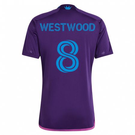 Kandiny Mujer Camiseta Ashley Westwood #8 Violeta 2ª Equipación 2023/24 La Camisa Chile