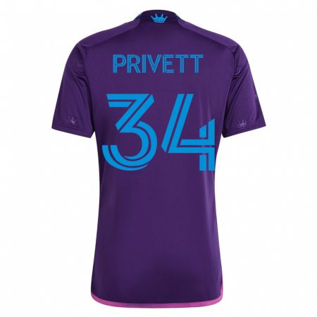 Kandiny Mujer Camiseta Andrew Privett #34 Violeta 2ª Equipación 2023/24 La Camisa Chile