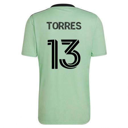 Kandiny Mujer Camiseta Leo Torres #13 Verde Claro 2ª Equipación 2023/24 La Camisa Chile