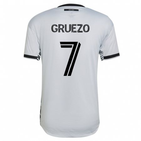 Kandiny Mujer Camiseta Carlos Gruezo #7 Blanco 2ª Equipación 2023/24 La Camisa Chile